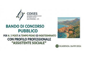 Bando di concorso pubblico per soli esami per la copertura di n. 3 posti con profilo professionale “Assistente sociale”